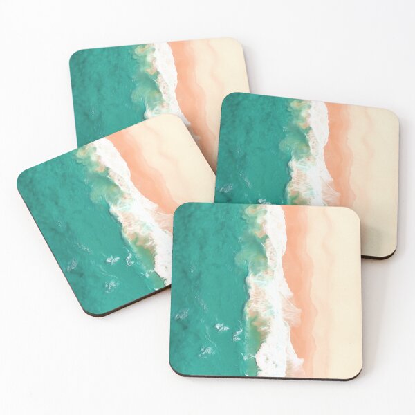 Item preview, Aerial view of beach waves hitting the sand. Stunning aqua blue, white and peachy sand photograph, smoothing effect enhancing the fluidity and fluffiness of the ocean waves. designed and sold by Orianah.