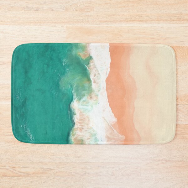 Item preview, Aerial view of beach waves hitting the sand. Stunning aqua blue, white and peachy sand photograph, smoothing effect enhancing the fluidity and fluffiness of the ocean waves. designed and sold by Orianah.
