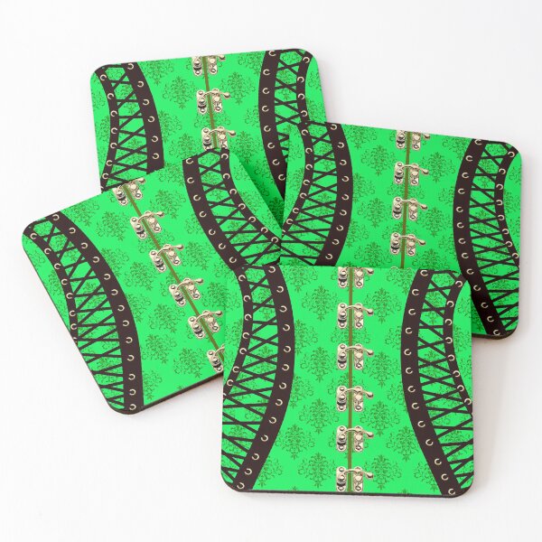 Item preview, Green  & Black Victorian waspie corset designed and sold by Kestrelle.