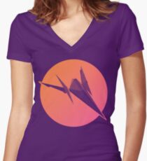 Sunset Arwing Women's Fitted V-Neck T-Shirt