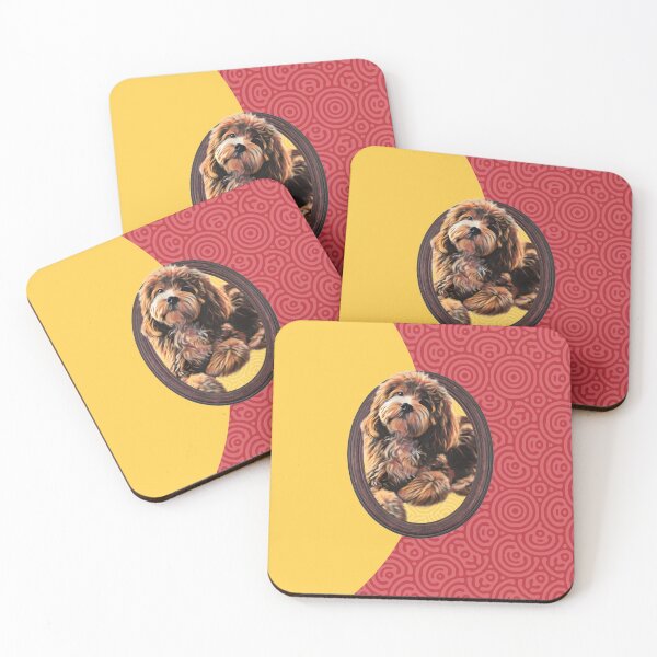Item preview, Labradoodle in a frame on colorful graphic background art and design designed and sold by forziati design.