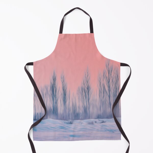 Item preview, Misty and snowy landscape with a beautiful pink sky. Photograph with digital smoothing effect creating an image that is magical, serene, soothing and cool. Pastel pinks and blues. designed and sold by Orianah.