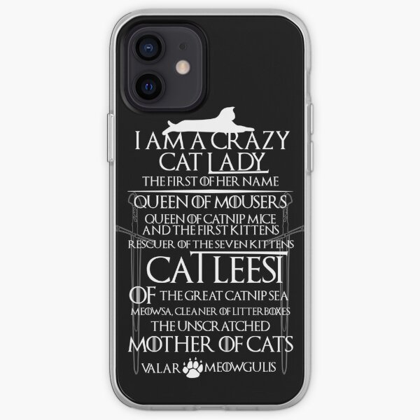 Catleesi- Mother of Cats- White on Black version iPhone Soft Case
