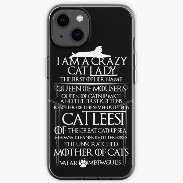 Catleesi- Madre de Gatos- Versión Blanco sobre Negro Funda blanda para iPhone