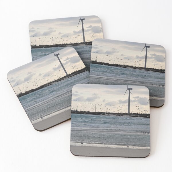 Item preview, Migratory birds and windmill on jeju sea,  korea. designed and sold by human8891.