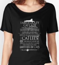 Catleesi- Mother of Cats- White on Black version Women's Relaxed Fit T-Shirt
