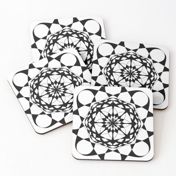 Item preview,  Black Geometric Checker Mandala 16 Point Doodle designed and sold by patternedprints.