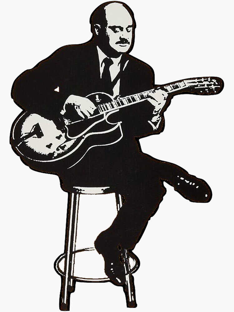 Thumbnail 3 of 3, Sticker, Joe Pass Jazz Guitarist designed and sold by food-for-jazz.