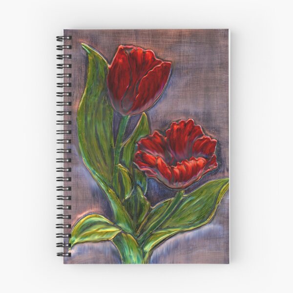 Item preview, Red Tulips Embossed on Copper designed and sold by Marcella Chapman.