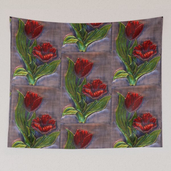 Item preview, Red Tulips Embossed on Copper designed and sold by Marcella Chapman.