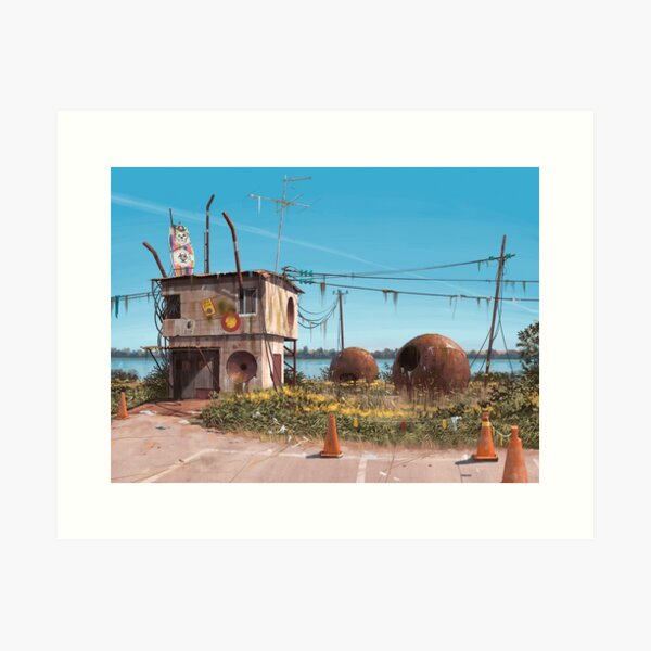 Vista previa del artículo con la obra «Búnker Astronomens», diseñado y vendido por Simon Stålenhag.