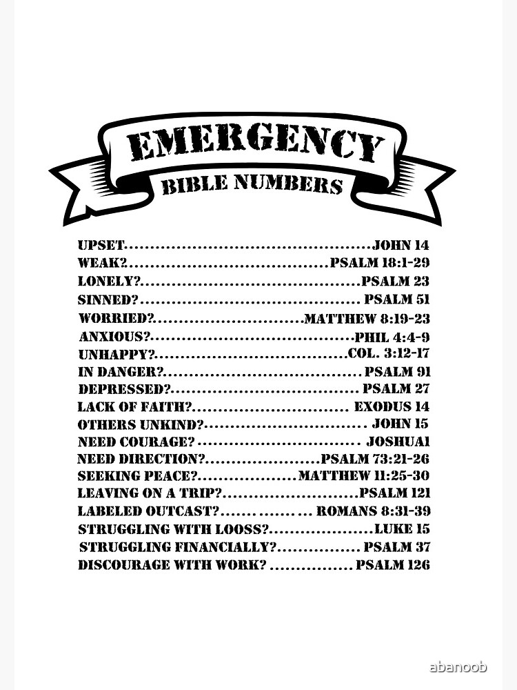 "Emergency Bible Numbers " Spiral Notebook by abanoob Redbubble