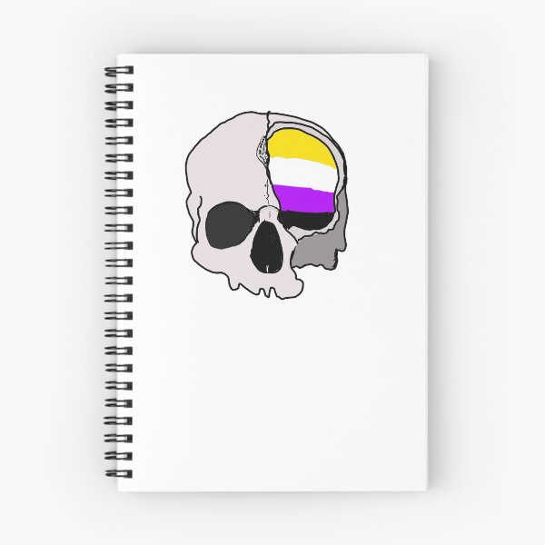 Item preview, Non-binary pride skull designed and sold by redhellhounddes.