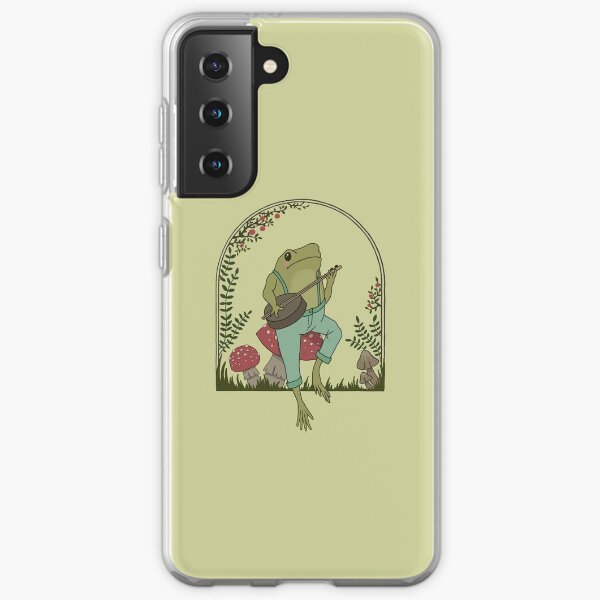 Cottagecore Aesthetic Frog Playing Banjo on Mushroom Cute Vintage Samsung Galaxy Soft Case