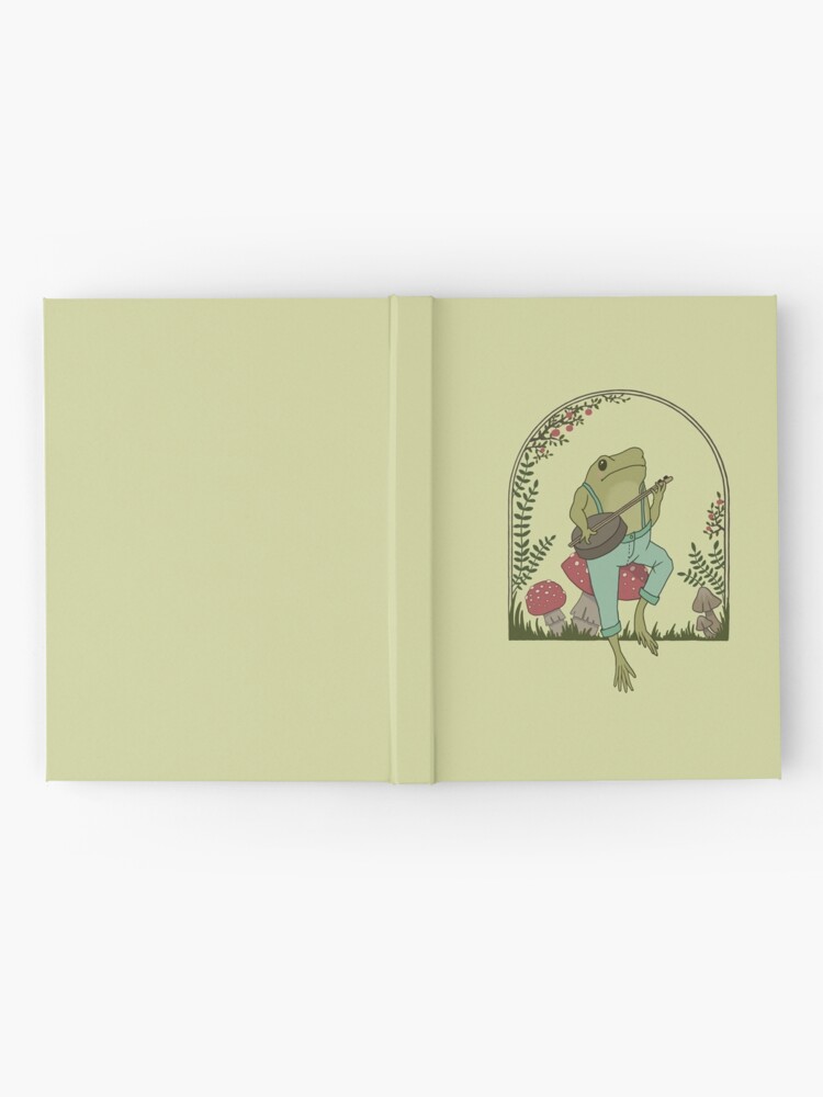 Alternate view of Cottagecore Aesthetic Frog Playing Banjo on Mushroom Cute Vintage - Goblincore Farmer Toad in Garden - Dark Academia Aesthetic Froggy - Emo Grugne Fairycore Foggie Hardcover Journal