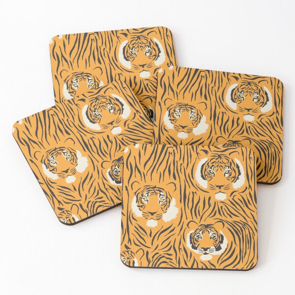 Artikelvorschau, Tiger-Muster in Orange entworfen und verkauft von latheandquill.