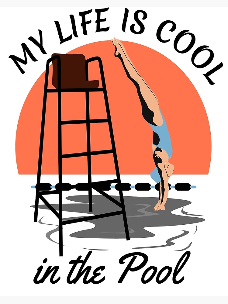 Impression Rigide Citation Drole De Nageur Ma Vie Est Cool Dans La Piscine Par Remonss Redbubble