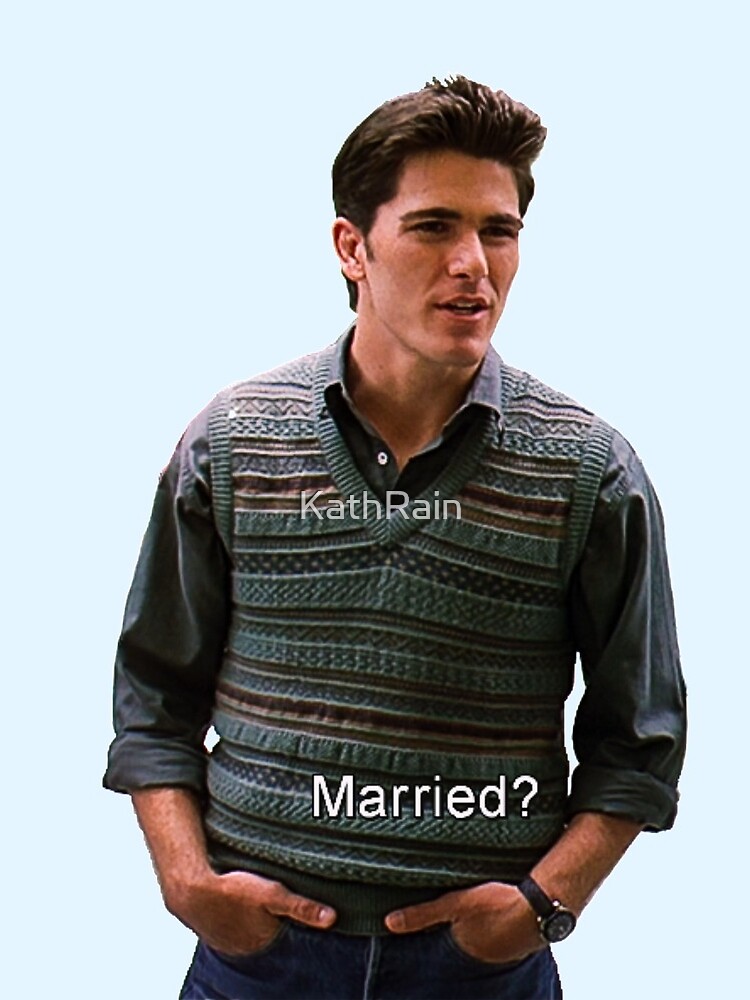 "Jake Ryan Sixteen Candles "Married?"" Drawstring Bag by KathRain