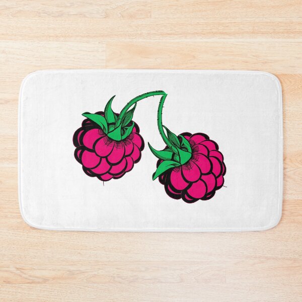 Item preview, two stylized pink and green raspberries designed and sold by nataliavavilina.