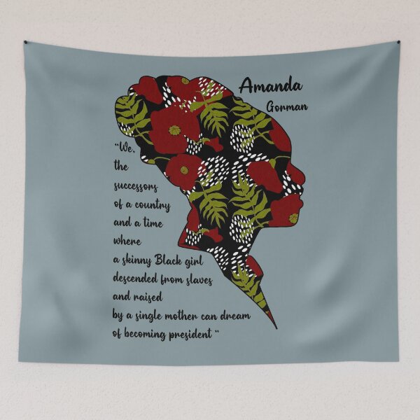 Item preview, Amanda Gorman art poster Amanda Gorman poem Youth poet laureate Amanda Gorman mask, The hill we climb, portrait  designed and sold by GalleryArtField.