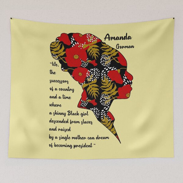 Item preview, Amanda Gorman poster Amanda Gorman poem Youth poet laureate Amanda Gorman mask,art, The hill we climb, portrait  designed and sold by GalleryArtField.