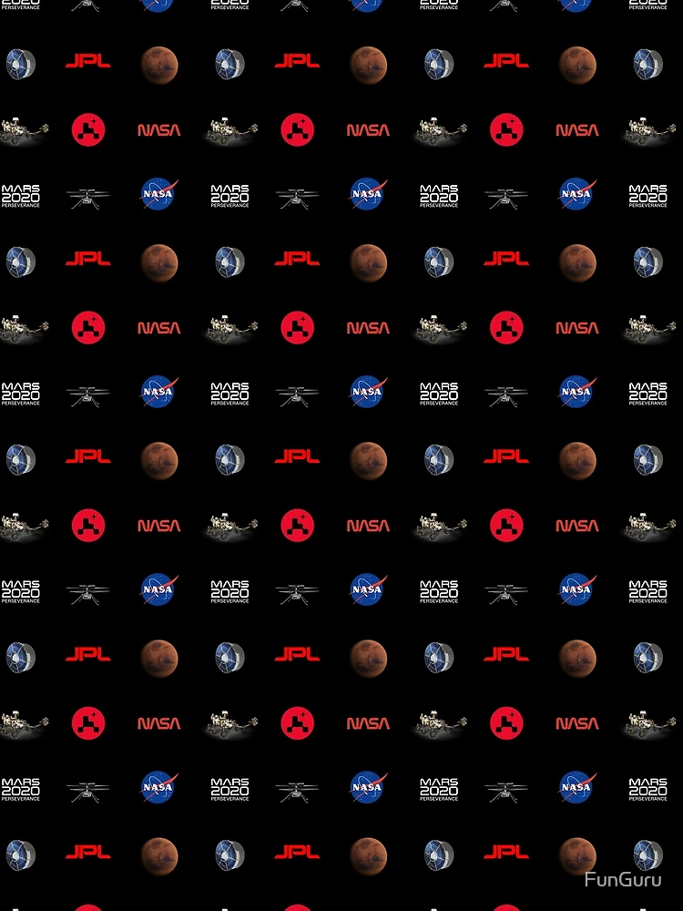Thumbnail 3 of 3, Scarf, Perseverance Rover Pattern designed and sold by FunGuru.