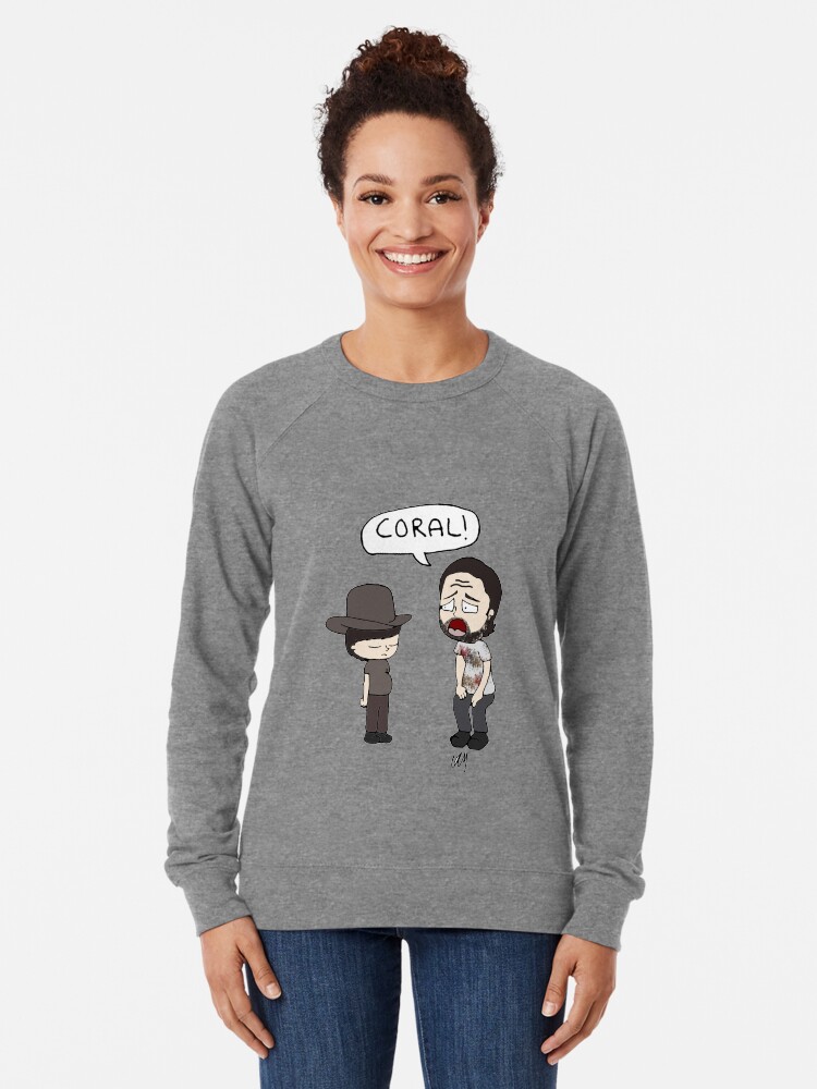 The Walking Dead Coral Meme Illustration Lightweight Sweatshirt
