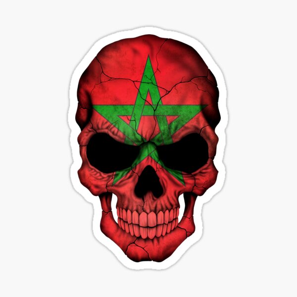 5'' 6'' or 8'' Morocco Flag Skull Car Bumper Sticker Decal 3''