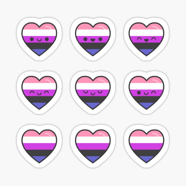 Cute Kawaii Genderfluid/Genderflexible Pride Heart Sticker