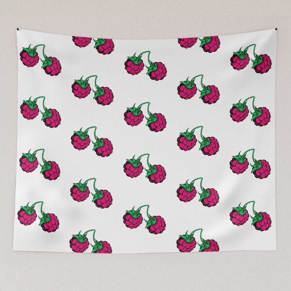 Item preview, two stylized pink and green raspberries designed and sold by nataliavavilina.