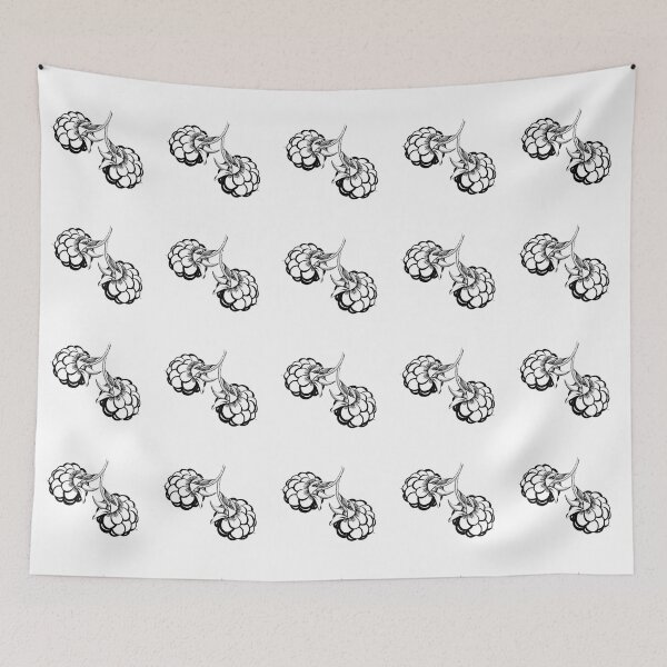 Item preview, two stylized black and white raspberries designed and sold by nataliavavilina.
