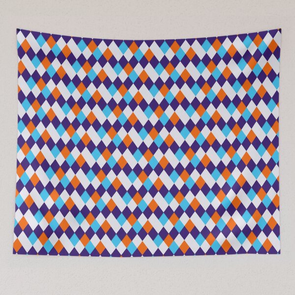 Item preview, Diamonds Pattern Orange, Sky Blue, Dark Purple & White  designed and sold by Mosab Design.