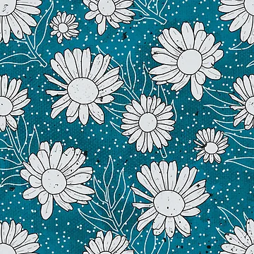 Artwork thumbnail, Blue Daisy Pattern  by DifferentCreate
