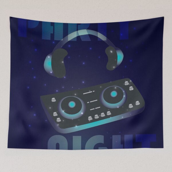 Item preview, Night dance party music poster or flyer template with glowing dj mixer and head phones designed and sold by Familyshmot.