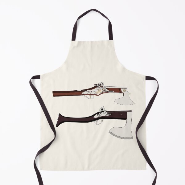 Item preview, Vector cartoon hand drawn set of vintage flintlock pistol and battle axe combination weapon designed and sold by Familyshmot.