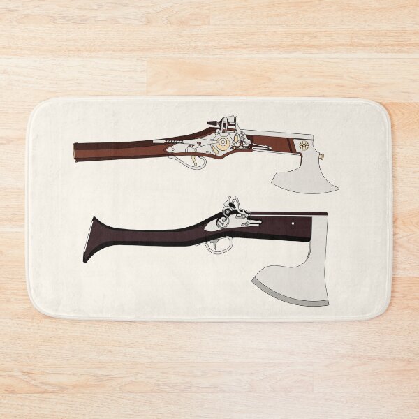Item preview, Vector cartoon hand drawn set of vintage flintlock pistol and battle axe combination weapon designed and sold by Familyshmot.
