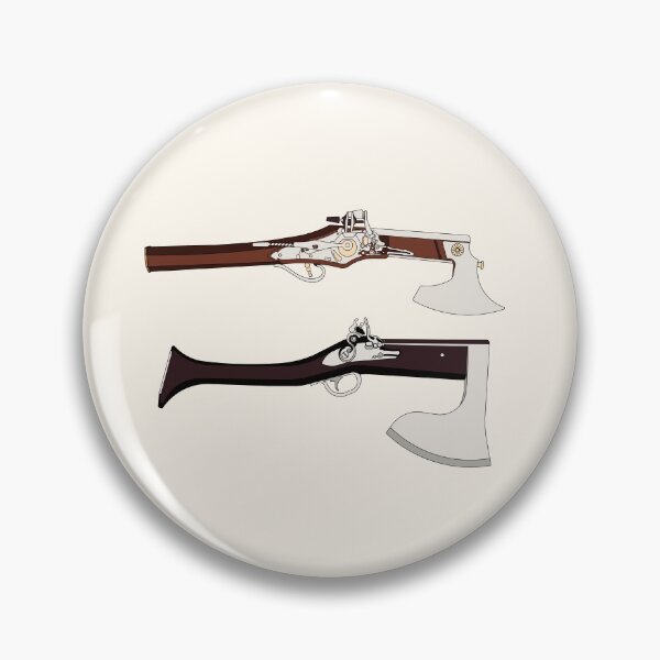 Item preview, Vector cartoon hand drawn set of vintage flintlock pistol and battle axe combination weapon designed and sold by Familyshmot.