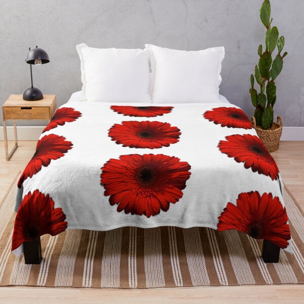 Item preview, red gerbera flower white background designed and sold by TheSpaceShip.