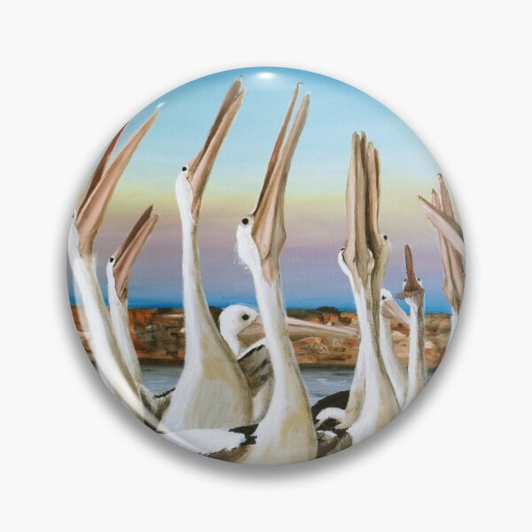 Item preview, PELICANS - Where's the prawn - bird -  waterscape - skyscape - ED01 designed and sold by Elisabeth Dubois.