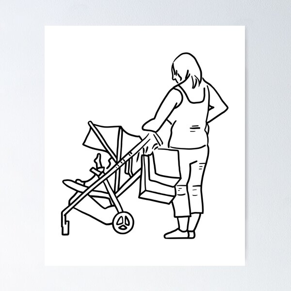 Item preview, Mother Shopping with Baby designed and sold by PrileyRileyArt.