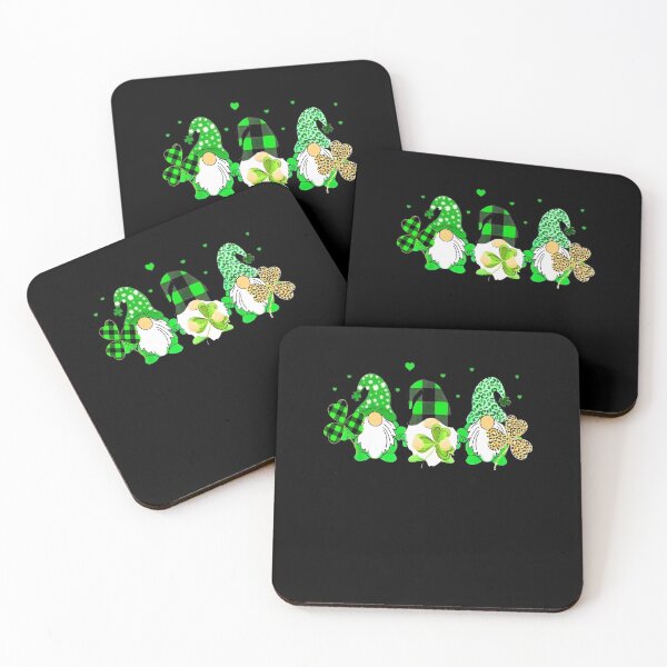 Item preview, Three Gnomes Holding Shamrock Leopard Plaid St Patricks Day designed and sold by HarmanEmy.