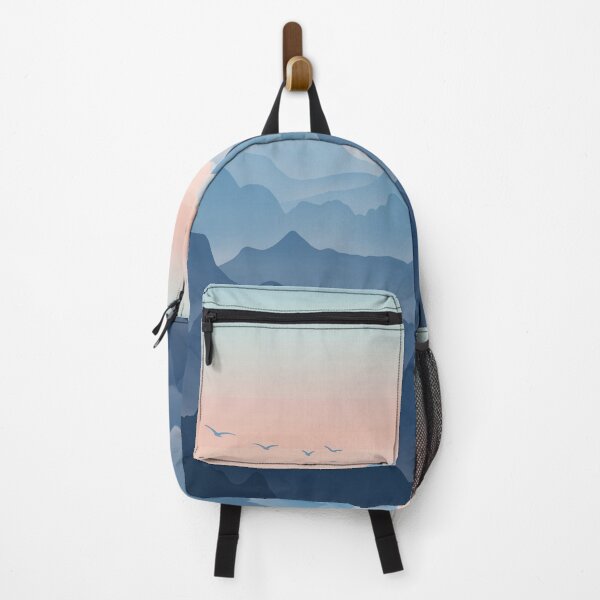 Item preview, Blue and Orange Rocky Hills Landscape Digital Illustration designed and sold by AlmightyClaire.