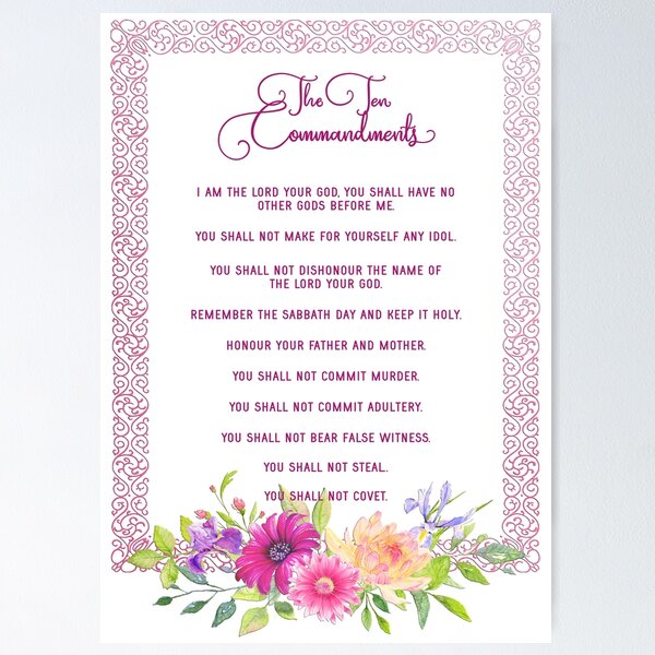 Item preview, The Ten Commandments - Metallic Pink Floral designed and sold by Amanda-Lakey.