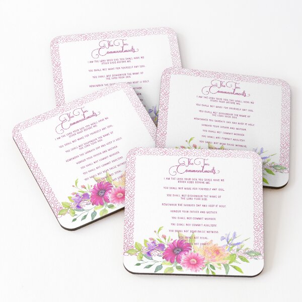 Item preview, The Ten Commandments - Metallic Pink Floral designed and sold by Amanda-Lakey.