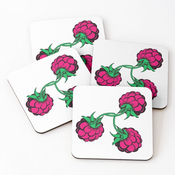 Item preview, pattern three stylized black pink green berry raspberry designed and sold by nataliavavilina.
