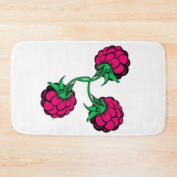 Item preview, pattern three stylized black pink green berry raspberry designed and sold by nataliavavilina.