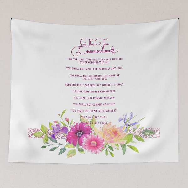 Item preview, The Ten Commandments - Metallic Pink Floral designed and sold by Amanda-Lakey.