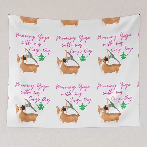 Item preview, Morning Yoga with my Corgi Dog  designed and sold by lotusbud.