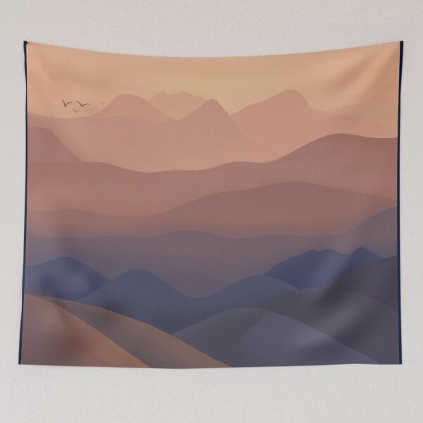 Item preview, Flock of Birds Over Sandy Desert Hills Landscape Digital Illustration designed and sold by AlmightyClaire.