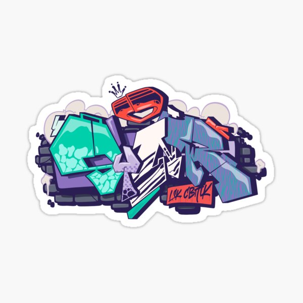 Blaugrün & Lila Graffiti-Stück Sticker